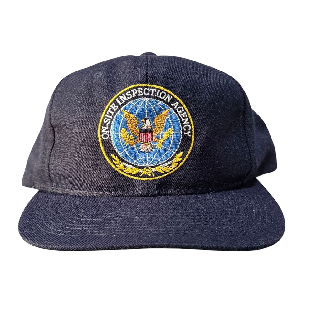 Vintage OSIA‎ On-Site Inspection Agency Snapback Hat Navy Blue Wool Blend Cap